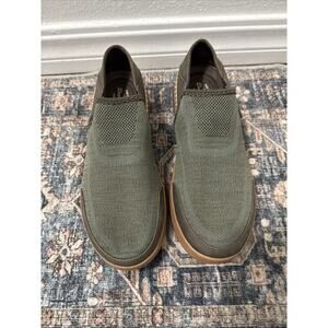 Dearfoams Women's Lee Lightweight Easy on/Off Knit Sneaker Olive Sz 8 New